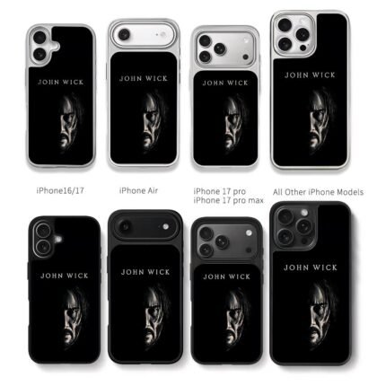 John Wick half face text black bg Chris Brown Phone Case Black Electroplated Silver For Iphone 11 To 17