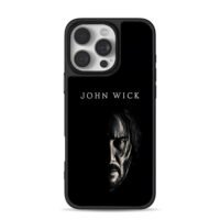 John Wick half face text black bg Phone Case for iPhone 11-17 & Samsung Galaxy S24-S26