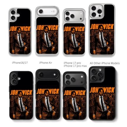 John Wick in suit with orange text Chris Brown Phone Case Black Electroplated Silver For Iphone 11 To 17
