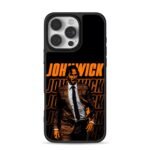 John Wick in suit with orange text Phone Case for iPhone 11-17 & Samsung Galaxy S24-S26