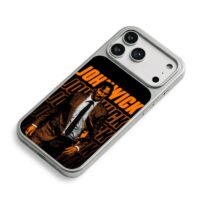 John Wick in suit with orange text iPhone 17 Pro Max Electroplated Silver Case2