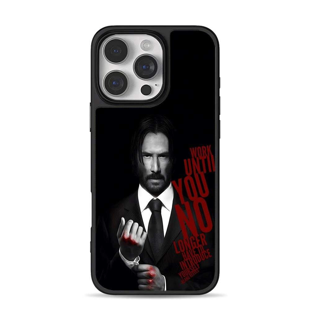 John Wick Keanu bloody fists quote iPhone 16 Pro Max Black Case John Wick Keanu bloody fists quote Phone Case for iPhone 11-17 & Samsung Galaxy S24-S26 - Image 1