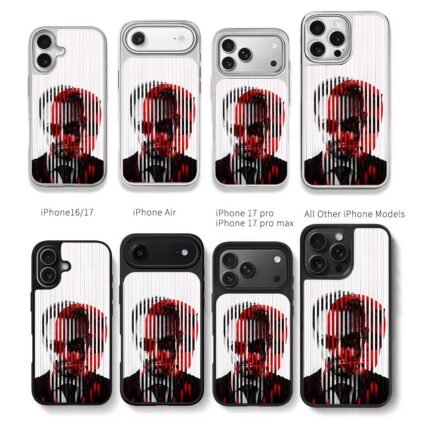John Wick red black striped art Chris Brown Phone Case Black Electroplated Silver For Iphone 11 To 17