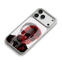John Wick red black striped art iPhone 17 Pro Max Electroplated Silver Case2