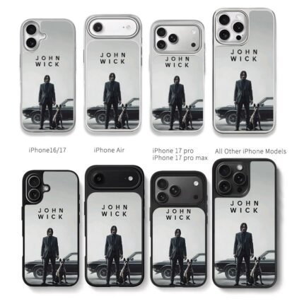 John Wick suit man dog muscle car Chris Brown Phone Case Black Electroplated Silver For Iphone 11 To 17