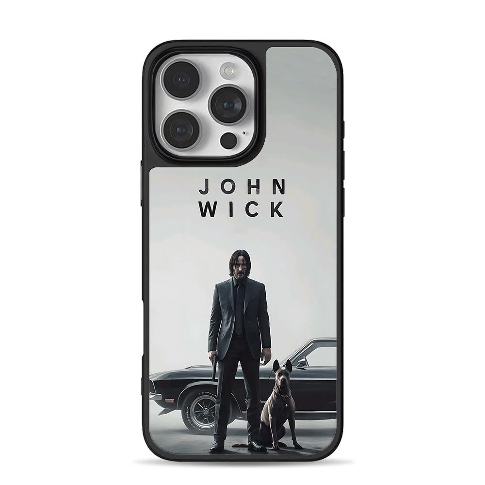 John Wick suit man dog muscle car iPhone 16 Pro Max Black Case John Wick suit man dog muscle car iPhone 16 Pro Max Black Case