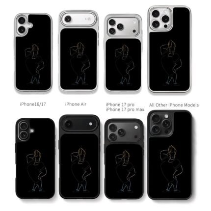Johnny Bravo line art pose Chris Brown Phone Case Black Electroplated Silver For Iphone 11 To 17
