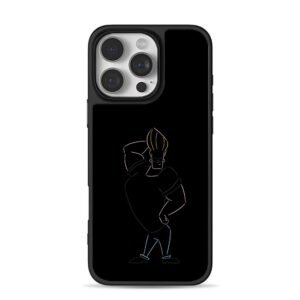Johnny Bravo line art pose iPhone 16 Pro Max Black Case