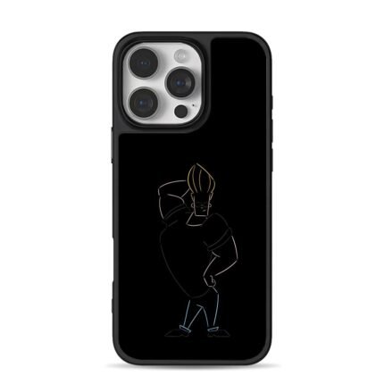 Johnny Bravo line art pose iPhone 16 Pro Max Black Case
