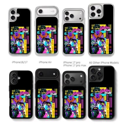 Jojo Jotaro Star Platinum anime art Chris Brown Phone Case Black Electroplated Silver For Iphone 11 To 17