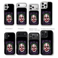 Joker face We Are All Clowns text Chris Brown Phone Case Black Electroplated Silver For Iphone 11 To 17