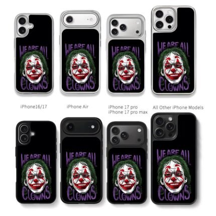 Joker face We Are All Clowns text Chris Brown Phone Case Black Electroplated Silver For Iphone 11 To 17