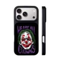Joker face We Are All Clowns text iPhone 17 Pro Max Black Case