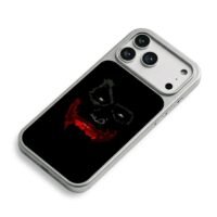 Joker green eyes red smile on black iPhone 17 Pro Max Electroplated Silver Case2