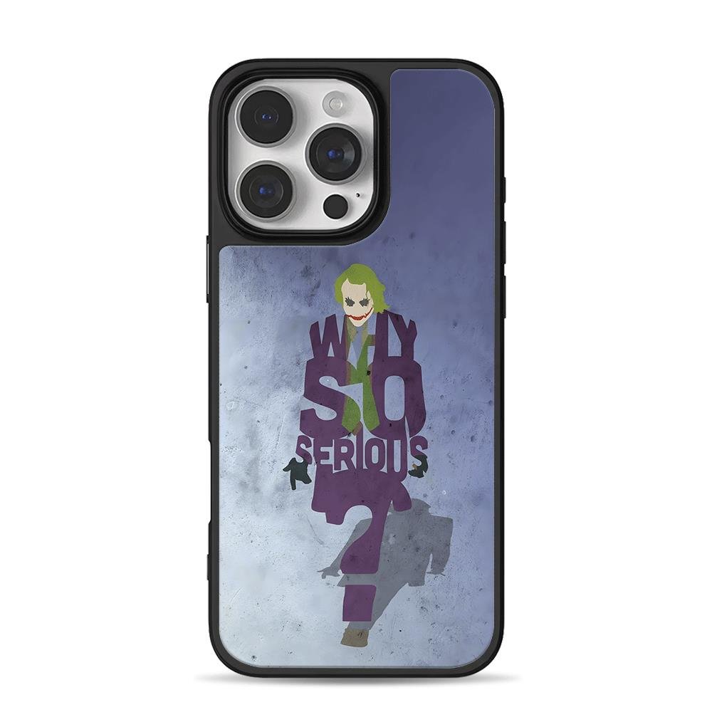 Joker Why So Serious Text Art iPhone 16 Pro Max Black Case Joker Why So Serious Text Art Phone Case for iPhone 11-17 & Samsung Galaxy S24-S26 - Image 1