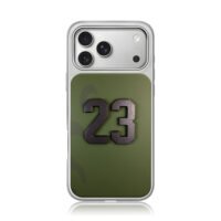 Jordan 23 cracked olive green iPhone 17 Pro Max Electroplated Silver Case1