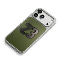 Jordan 23 cracked olive green iPhone 17 Pro Max Electroplated Silver Case2