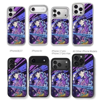 Jotaro Kujo JoJo Bizarre anime art Chris Brown Phone Case Black Electroplated Silver For Iphone 11 To 17