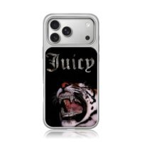 Juicy bling text tiger grills iPhone 17 Pro Max Electroplated Silver Case1