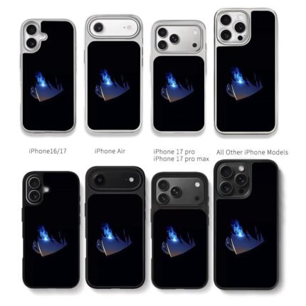 Jujutsu Kaisen Gojo blue flame art Chris Brown Phone Case Black Electroplated Silver For Iphone 11 To 17