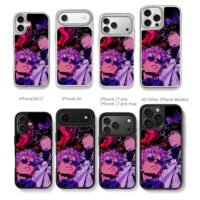 Jujutsu Kaisen Gojo Megumi neon art Chris Brown Phone Case Black Electroplated Silver For Iphone 11 To 17