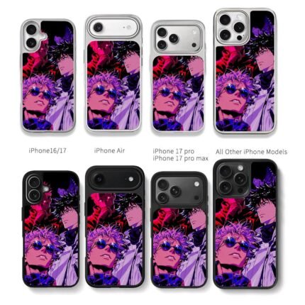 Jujutsu Kaisen Gojo Megumi neon art Chris Brown Phone Case Black Electroplated Silver For Iphone 11 To 17