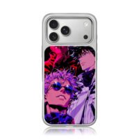 Jujutsu Kaisen Gojo Megumi neon art iPhone 17 Pro Max Electroplated Silver Case1
