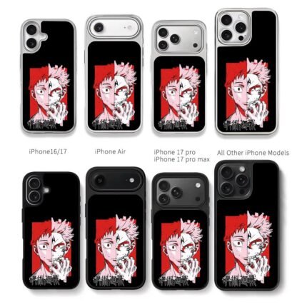 Jujutsu Kaisen Itadori Sukuna split Chris Brown Phone Case Black Electroplated Silver For Iphone 11 To 17