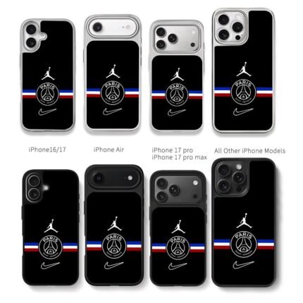 Jumpman PSG Nike logo French stripe Chris Brown Phone Case Black Electroplated Silver For Iphone 11 To 17