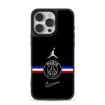 Jumpman PSG Nike logo French stripe iPhone 16 Pro Max Black Case