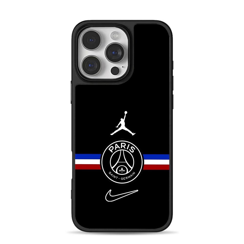 Jumpman PSG Nike logo French stripe iPhone 16 Pro Max Black Case Jumpman PSG Nike logo French stripe iPhone 16 Pro Max Black Case