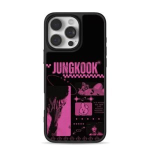 Jungkook BT21 Cooky pink black art Phone Case for iPhone 11-17 & Samsung Galaxy S24-S26