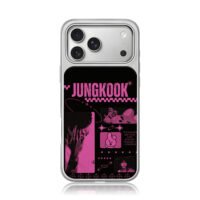 Jungkook BT21 Cooky pink black art iPhone 17 Pro Max Electroplated Silver Case1