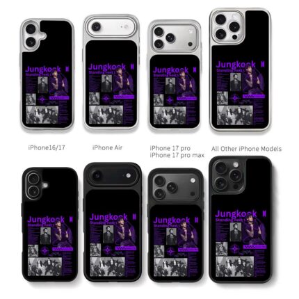 Jungkook BTS Golden photo collage Chris Brown Phone Case Black Electroplated Silver For Iphone 11 To 17