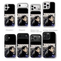 Jungkook portrait checkered text Chris Brown Phone Case Black Electroplated Silver For Iphone 11 To 17