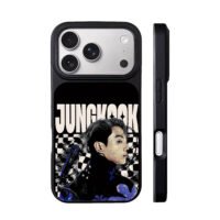Jungkook portrait checkered text iPhone 17 Pro Max Black Case