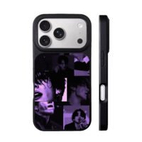 Jungkook purple closeup collage iPhone 17 Pro Max Black Case