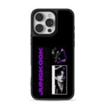 Jungkook purple text and bw photos iPhone 16 Pro Max Black Case