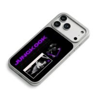 Jungkook purple text and bw photos iPhone 17 Pro Max Electroplated Silver Case2