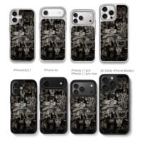 Junji Ito horror manga collage Chris Brown Phone Case Black Electroplated Silver For Iphone 11 To 17