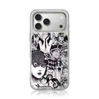 Junji Ito horror manga collage iPhone 17 Pro Max Electroplated Silver Case1