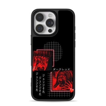 Junji Ito red horror manga girl art iPhone 16 Pro Max Black Case