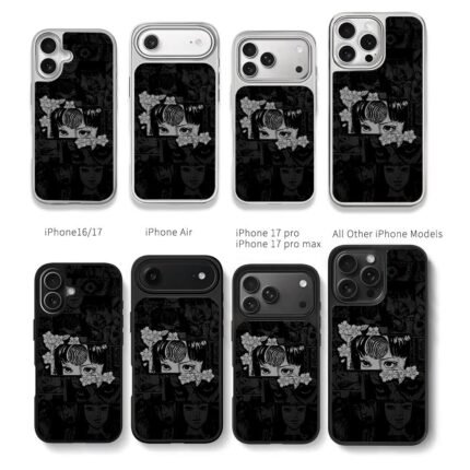 Junji Ito spiral girl manga flowers Chris Brown Phone Case Black Electroplated Silver For Iphone 11 To 17