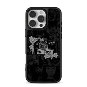 Junji Ito spiral girl manga flowers Phone Case for iPhone 11-17 & Samsung Galaxy S24-S26