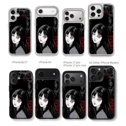 Junji Ito Tomie horror eye target Chris Brown Phone Case Black Electroplated Silver For Iphone 11 To 17