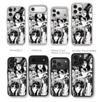 Junji Ito Tomie horror manga eyes Chris Brown Phone Case Black Electroplated Silver For Iphone 11 To 17