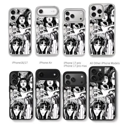 Junji Ito Tomie horror manga eyes Chris Brown Phone Case Black Electroplated Silver For Iphone 11 To 17