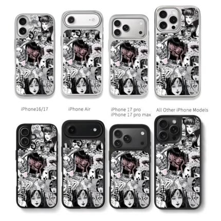 Junji Ito Tomie manga collage Chris Brown Phone Case Black Electroplated Silver For Iphone 11 To 17