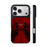 Jurassic Park gate t rex dark red iPhone 17 Pro Max Black Case