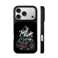 Just Ride Speed Retro motorbike art iPhone 17 Pro Max Black Case
